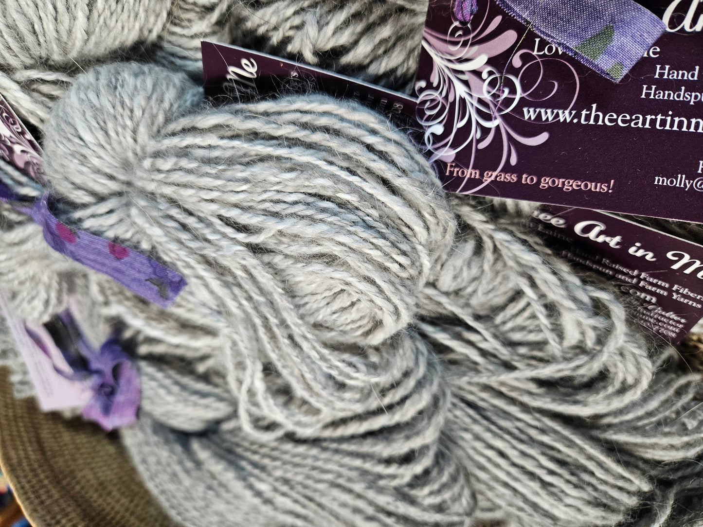 100% Handspun Angora 2-ply yarn