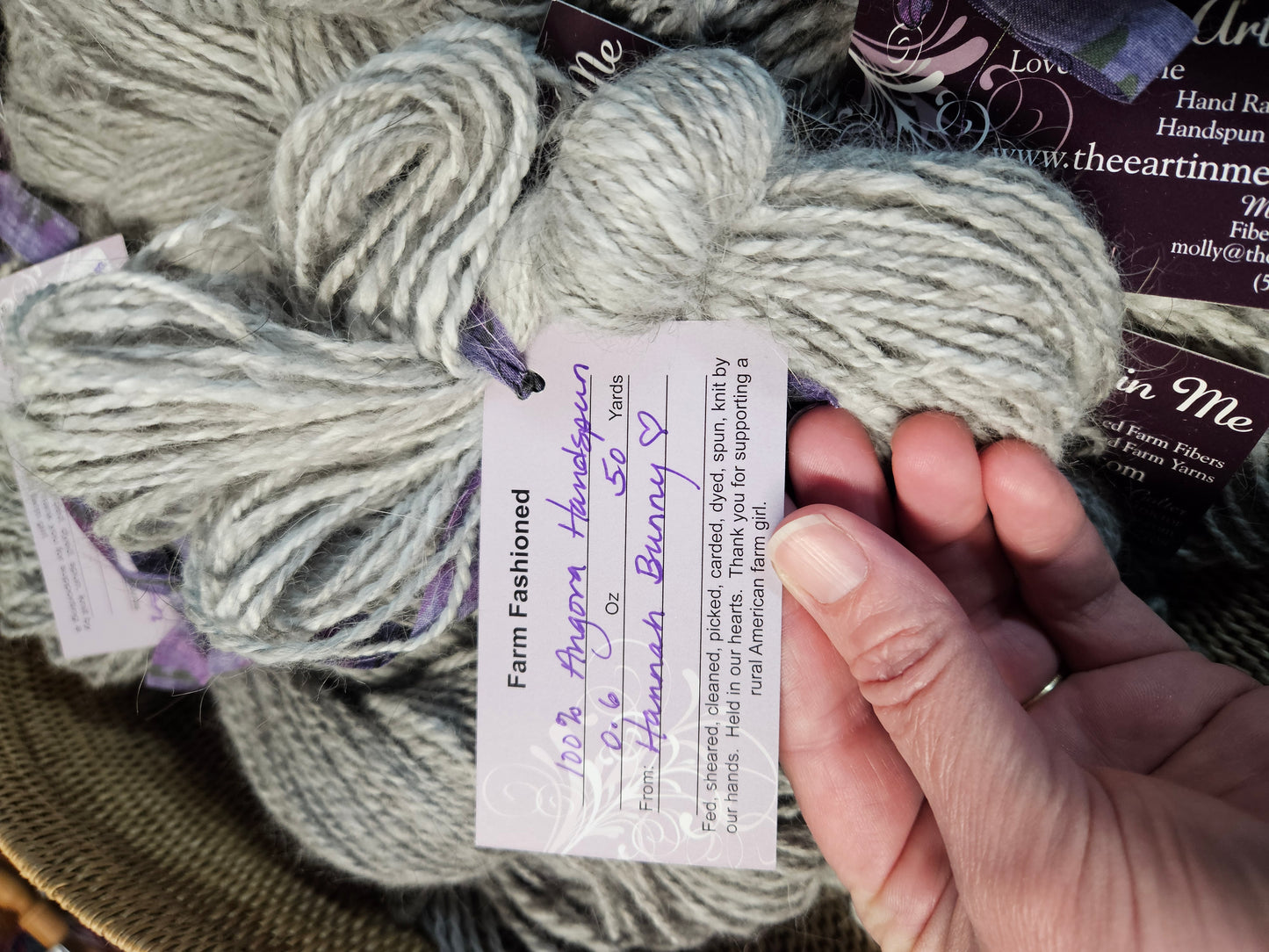 100% Handspun Angora 2-ply yarn