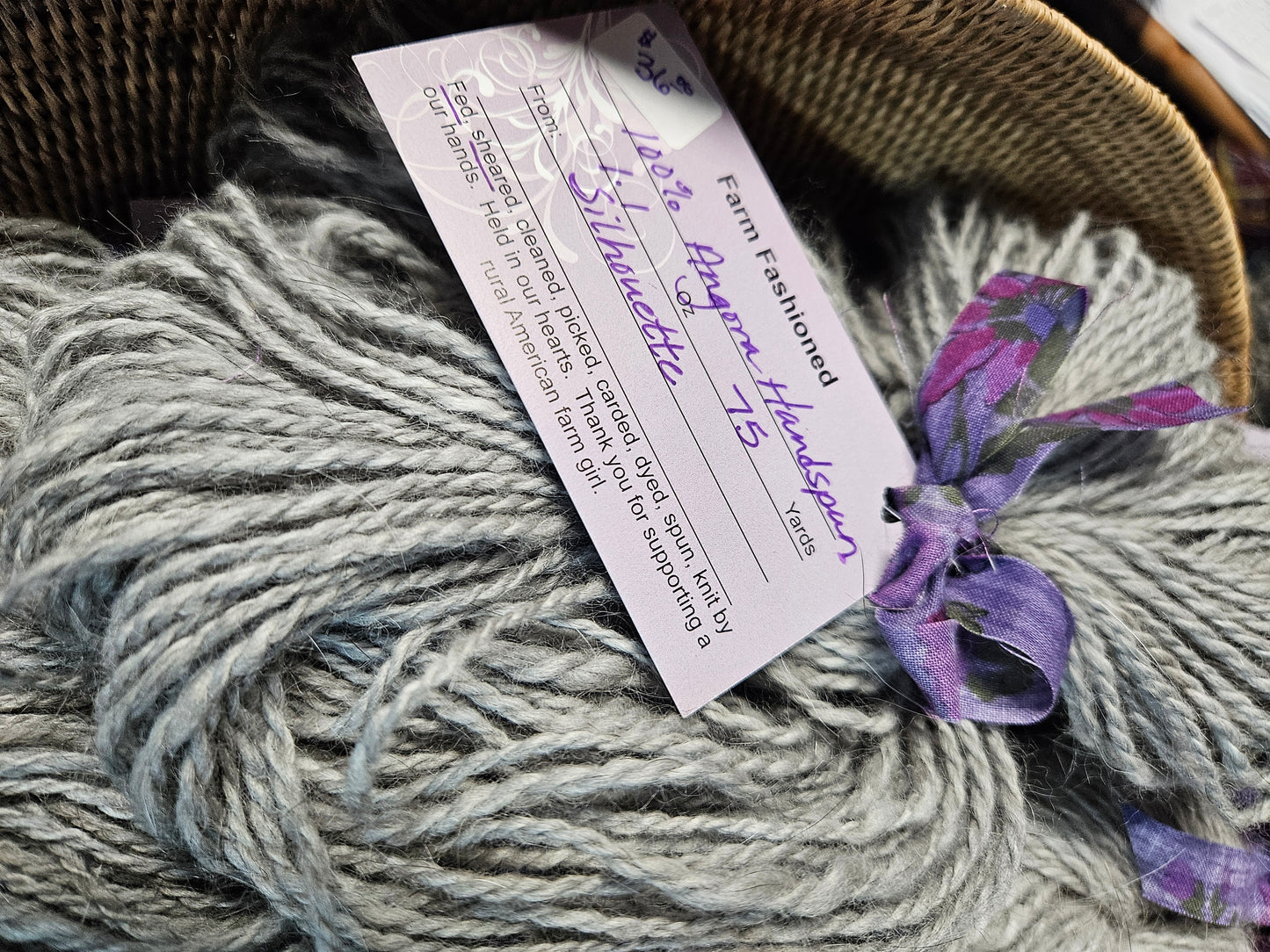 100% Handspun Angora 2-ply yarn