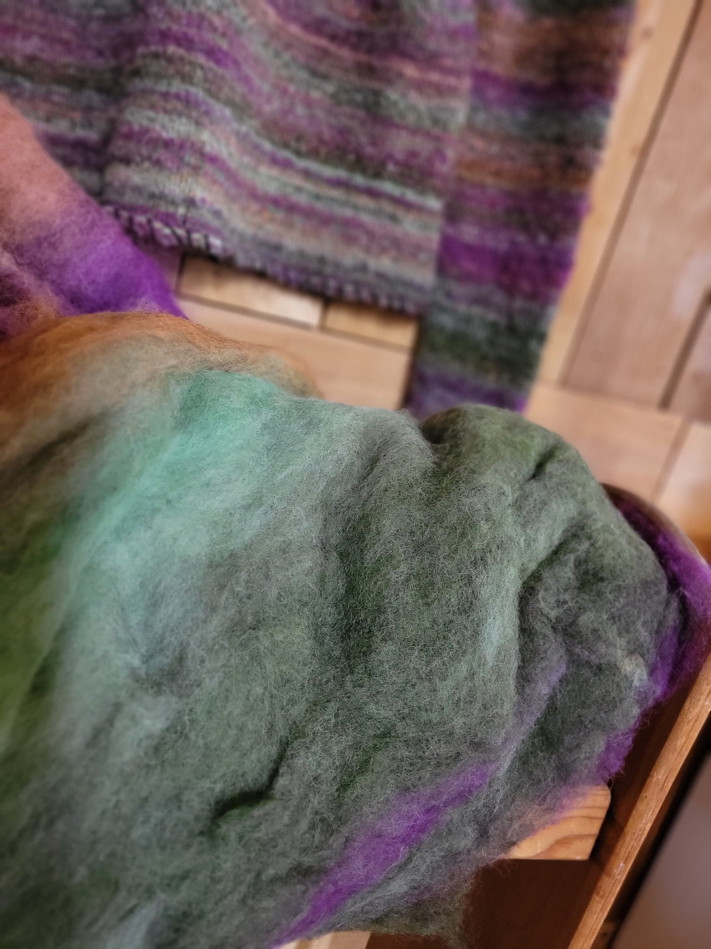 Fiber batt - alpaca, fine wool, mohair, firestar - hand dyed ready to spin