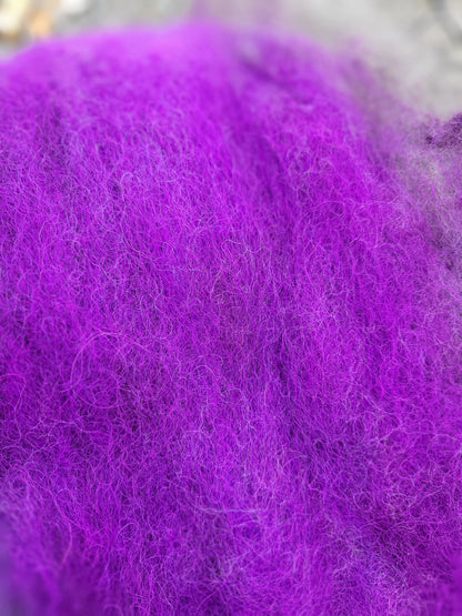 Fiber batt - alpaca, fine wool, mohair hand dyed ready to spin